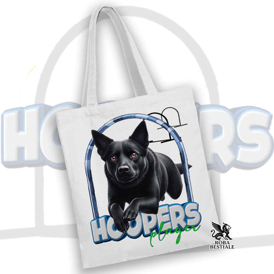 Tote Bag HOOPERS Player - AUSTRALIAN KELPIE Nero - 100% Cotone - Bianca o Beige