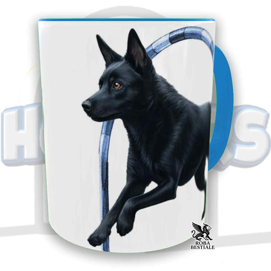 Tazza HOOPERS Player - AUSTRALIAN KELPIE Nero - In Ceramica, con manico e interno colorato - 330 ml
