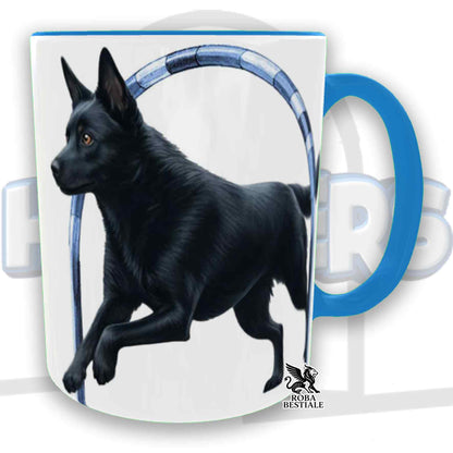 Tazza HOOPERS Player - AUSTRALIAN KELPIE Nero - In Ceramica, con manico e interno colorato - 330 ml