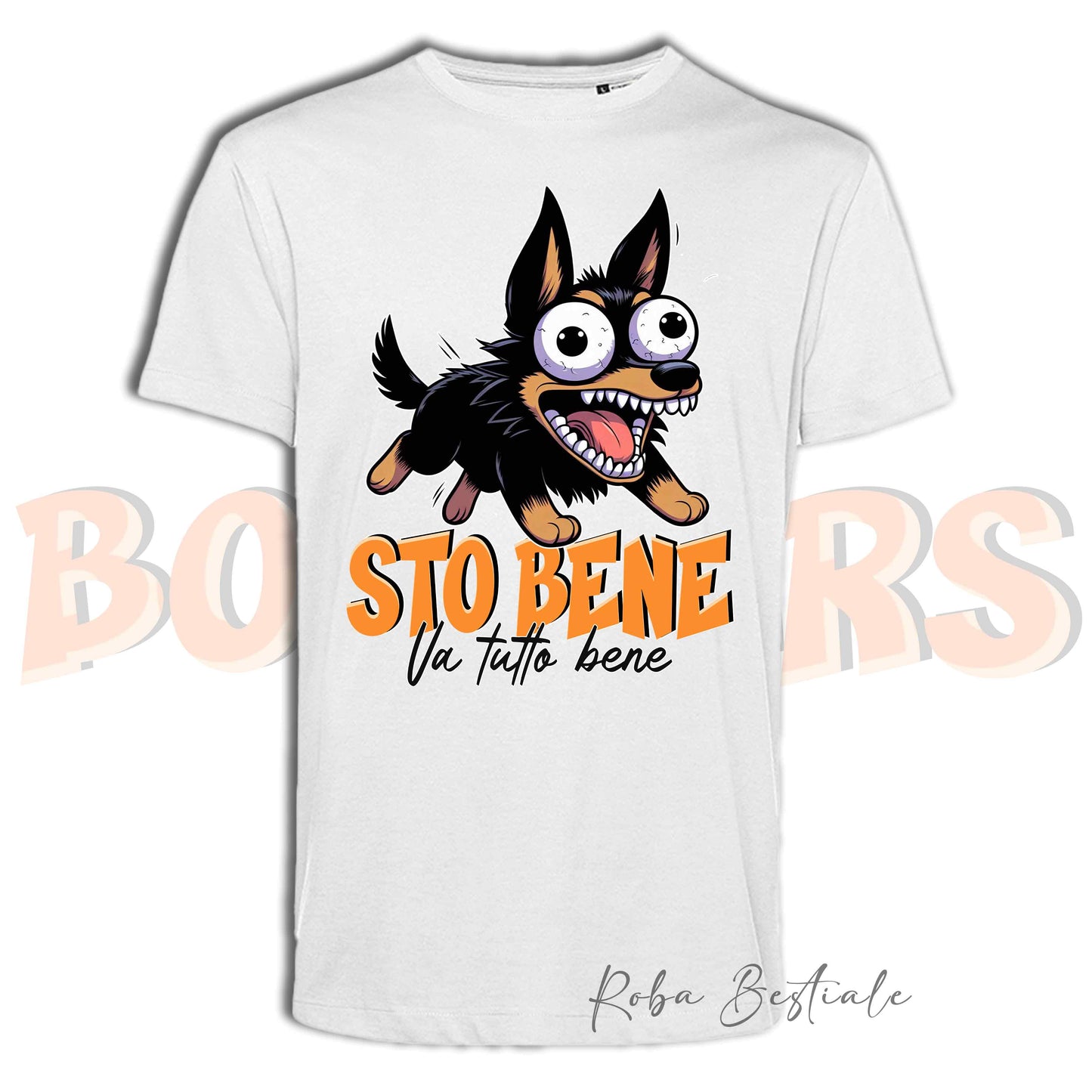 T-Shirt BONKERS - STO BENE - AUSTRALIAN KELPIE Nero Focato - Uomo o Donna - dalla XS alla 5XL