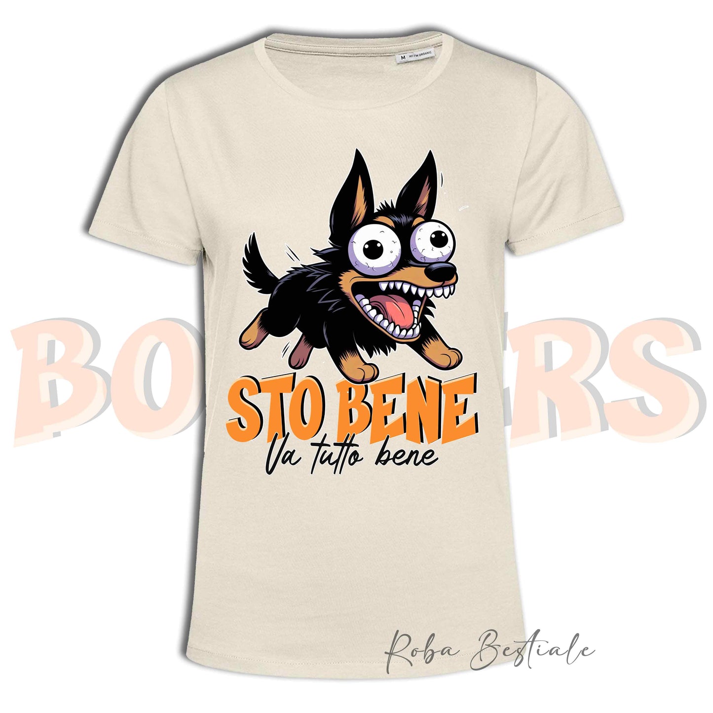 T-Shirt BONKERS - STO BENE - AUSTRALIAN KELPIE Nero Focato - Uomo o Donna - dalla XS alla 5XL