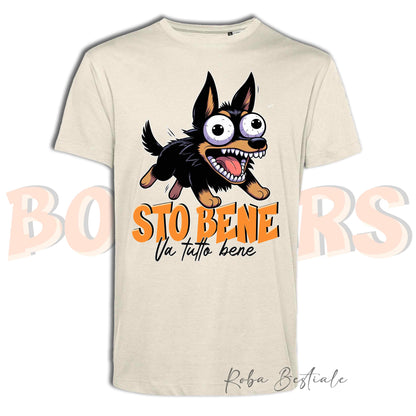 T-Shirt BONKERS - STO BENE - AUSTRALIAN KELPIE Nero Focato - Uomo o Donna - dalla XS alla 5XL