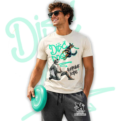 T-Shirt DISC DOG Graffiti "BOY" - AUSTRALIAN KELPIE Nero Focato - Off White, colore dettagli a scelta - dalla XS alla 2XL