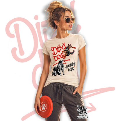 T-Shirt DISC DOG Graffiti "GIRL" - AUSTRALIAN KELPIE Nero Focato - Off White, colore dettagli a scelta - dalla XS alla 2XL
