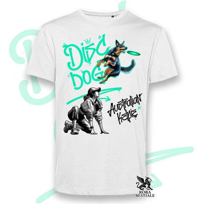 T-Shirt DISC DOG Graffiti "GIRL" - AUSTRALIAN KELPIE Nero Focato - Bianca, colore dettagli a scelta - dalla XS alla 5XL