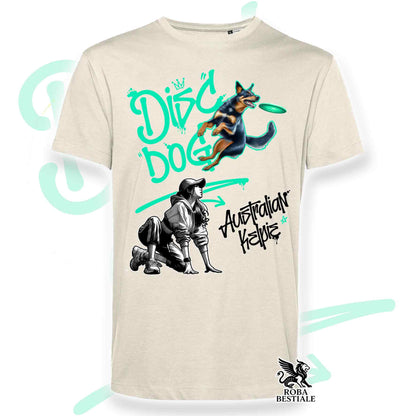 T-Shirt DISC DOG Graffiti "GIRL" - AUSTRALIAN KELPIE Nero Focato - Off White, colore dettagli a scelta - dalla XS alla 2XL