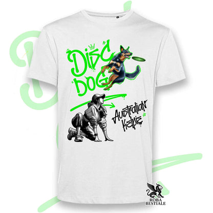 T-Shirt DISC DOG Graffiti "GIRL" - AUSTRALIAN KELPIE Nero Focato - Bianca, colore dettagli a scelta - dalla XS alla 5XL