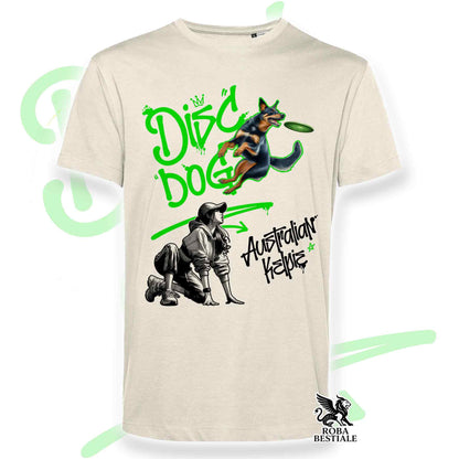 T-Shirt DISC DOG Graffiti "GIRL" - AUSTRALIAN KELPIE Nero Focato - Off White, colore dettagli a scelta - dalla XS alla 2XL