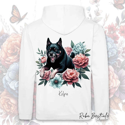 Felpa PEONY - AUSTRALIAN KELPIE Nero Focato - Con Cappuccio e Tasconi, Unisex, in tanti colori - dalla XS alla 5XL
