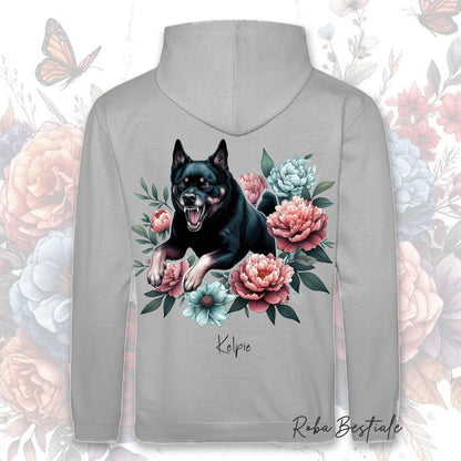 Felpa PEONY - AUSTRALIAN KELPIE Nero Focato - Con Cappuccio e Tasconi, Unisex, in tanti colori - dalla XS alla 5XL