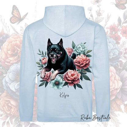 Felpa PEONY - AUSTRALIAN KELPIE Nero Focato - Con Cappuccio e Tasconi, Unisex, in tanti colori - dalla XS alla 5XL