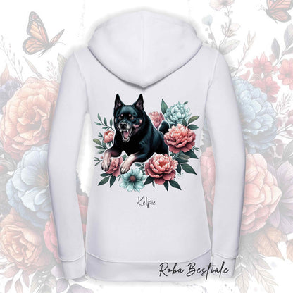 Felpa PEONY - AUSTRALIAN KELPIE Nero Focato - Con Cappuccio e Full Zip, Uomo o Donna, in tanti colori - dalla XS alla 5XL