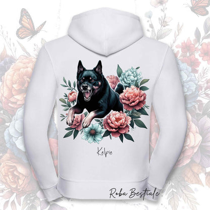 Felpa PEONY - AUSTRALIAN KELPIE Nero Focato - Con Cappuccio e Full Zip, Uomo o Donna, in tanti colori - dalla XS alla 5XL