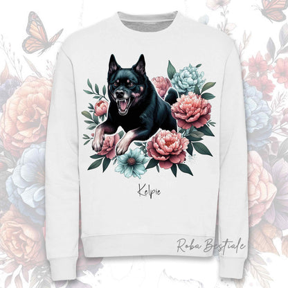 Felpa Invernale PEONY - AUSTRALIAN KELPIE Nero Focato - Girocollo, Unisex, in tanti colori! - dalla XS alla 3XL