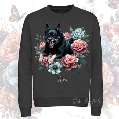 Felpa Invernale PEONY - AUSTRALIAN KELPIE Nero Focato - Girocollo, Unisex, in tanti colori! - dalla XS alla 3XL