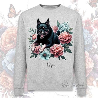 Felpa Invernale PEONY - AUSTRALIAN KELPIE Nero Focato - Girocollo, Unisex, in tanti colori! - dalla XS alla 3XL