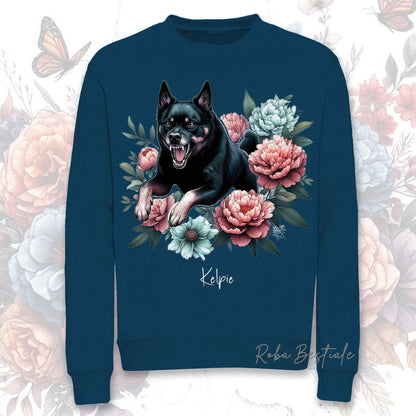 Felpa Invernale PEONY - AUSTRALIAN KELPIE Nero Focato - Girocollo, Unisex, in tanti colori! - dalla XS alla 3XL