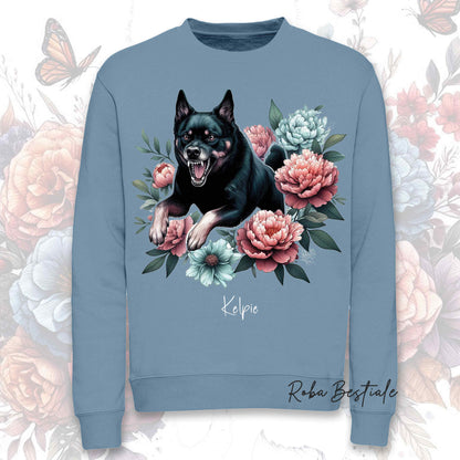 Felpa Invernale PEONY - AUSTRALIAN KELPIE Nero Focato - Girocollo, Unisex, in tanti colori! - dalla XS alla 3XL