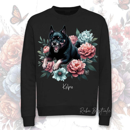 Felpa Invernale PEONY - AUSTRALIAN KELPIE Nero Focato - Girocollo, Unisex, in tanti colori! - dalla XS alla 3XL
