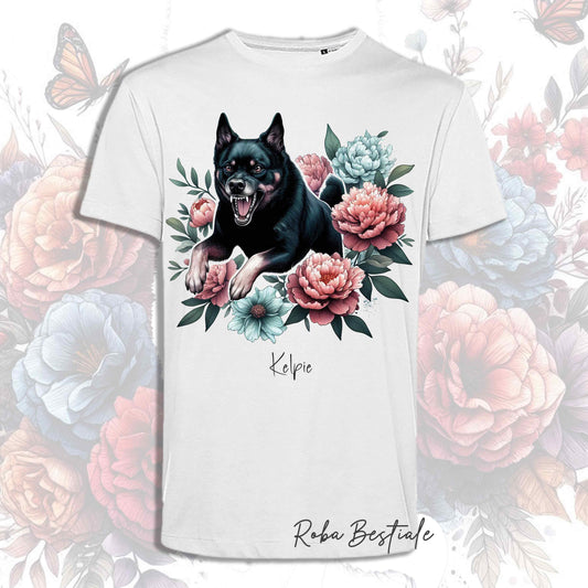 T-Shirt PEONY - AUSTRALIAN KELPIE Nero Focato - Bianca o Beige, Uomo o Donna, dalla XS alla 5XL