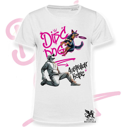 T-Shirt DISC DOG Graffiti "BOY" - AUSTRALIAN KELPIE Nero Focato - Bianca, colore dettagli a scelta - dalla XS alla 5XL