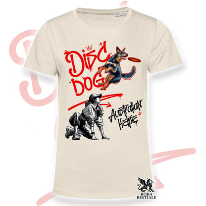 T-Shirt DISC DOG Graffiti "GIRL" - AUSTRALIAN KELPIE Nero Focato - Off White, colore dettagli a scelta - dalla XS alla 2XL