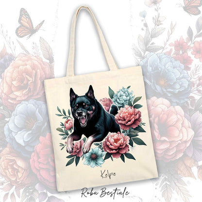 Shopper PEONY - AUSTRALIAN KELPIE Nero Focato - Diversi colori disponibili - 100% Cotone