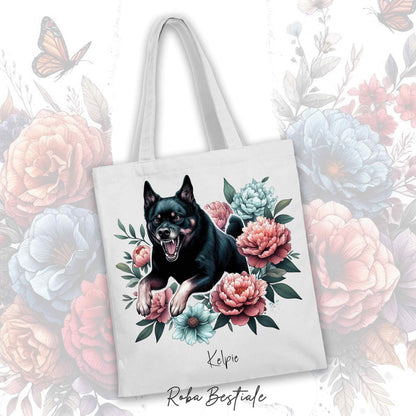 Shopper PEONY - AUSTRALIAN KELPIE Nero Focato - Diversi colori disponibili - 100% Cotone