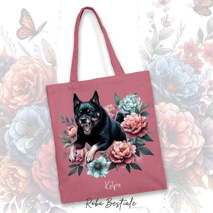 Shopper PEONY - AUSTRALIAN KELPIE Nero Focato - Diversi colori disponibili - 100% Cotone