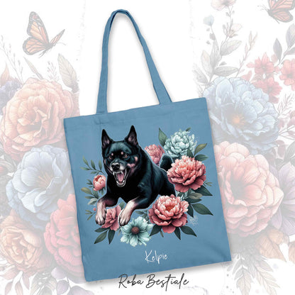 Shopper PEONY - AUSTRALIAN KELPIE Nero Focato - Diversi colori disponibili - 100% Cotone