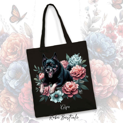 Shopper PEONY - AUSTRALIAN KELPIE Nero Focato - Diversi colori disponibili - 100% Cotone