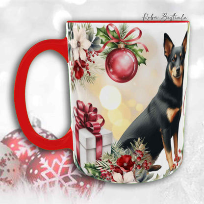 Tazza VINTAGE WINTER - AUSTRALIAN KELPIE Nero Focato - In Ceramica, con dettagli Rossi - 330 ml