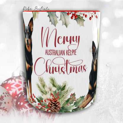 Tazza VINTAGE WINTER - AUSTRALIAN KELPIE Nero Focato - In Ceramica, con dettagli Rossi - 330 ml