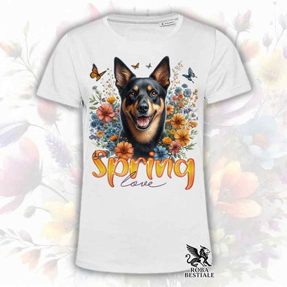 T-Shirt SPRING LOVE - AUSTRALIAN KELPIE Nero Focato - Bianca o Beige, da Uomo o da Donna - dalla XS alla 5XL
