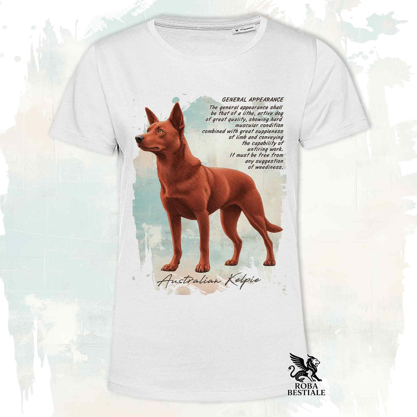 T-Shirt APPEARANCE - AUSTRALIAN KELPIE Rosso - Bianca o Beige, da Uomo o da Donna - dalla XS alla 5XL