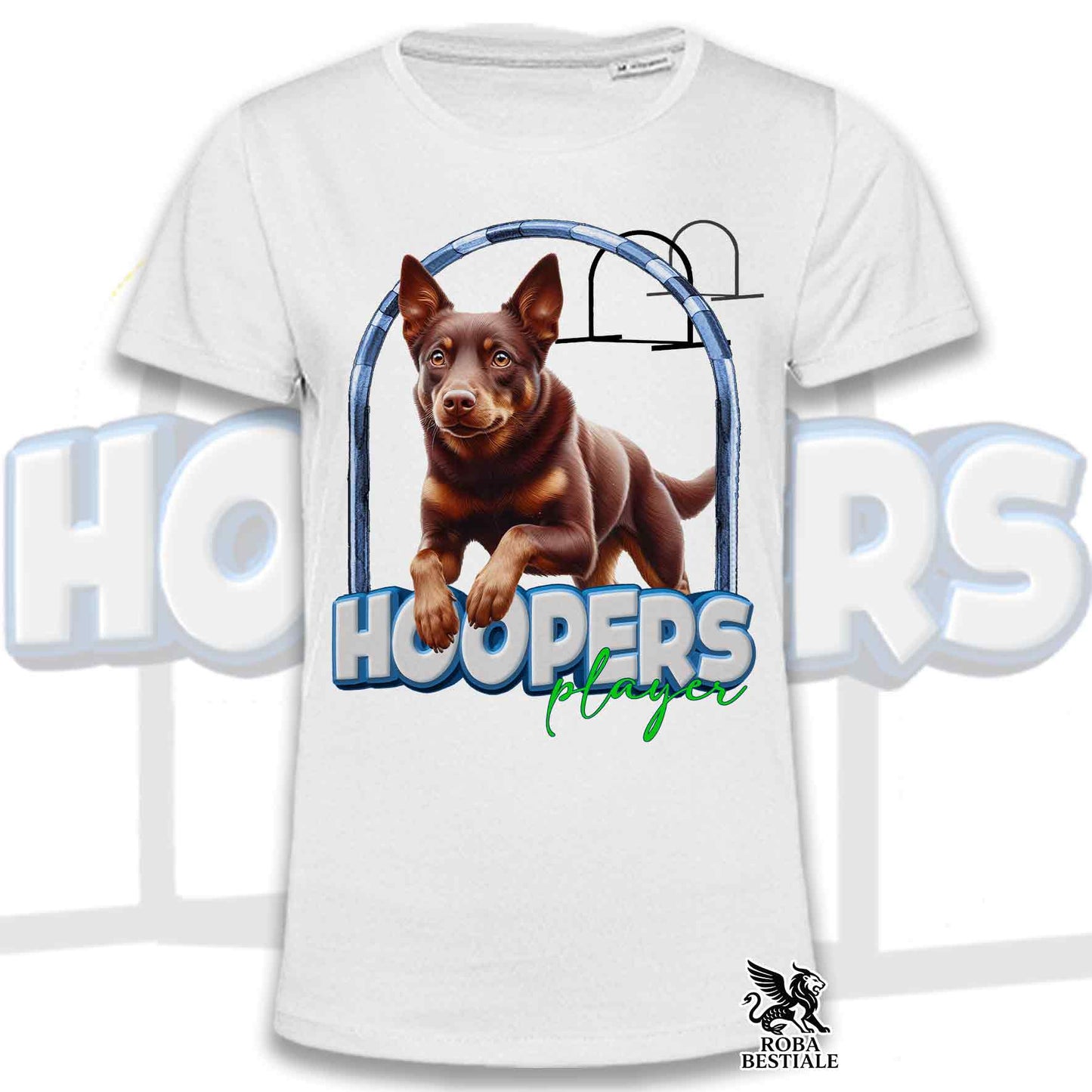 T-Shirt HOOPERS Player - AUSTRALIAN KELPIE Red and Tan - Bianca o Beige, da Uomo o da Donna - dalla XS alla 5XL