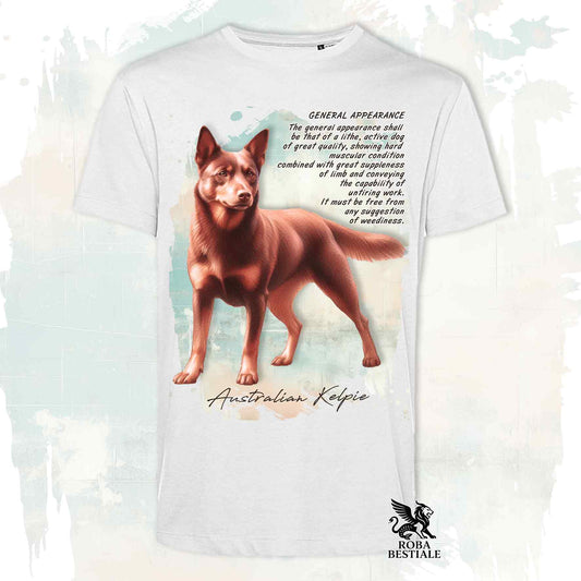 T-Shirt APPEARANCE - AUSTRALIAN KELPIE Rosso Focato - Bianca o Beige, da Uomo o da Donna - dalla XS alla 5XL