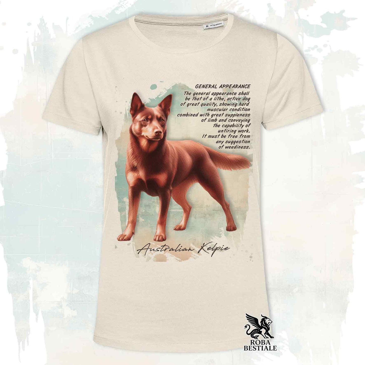 T-Shirt APPEARANCE - AUSTRALIAN KELPIE Rosso Focato - Bianca o Beige, da Uomo o da Donna - dalla XS alla 5XL