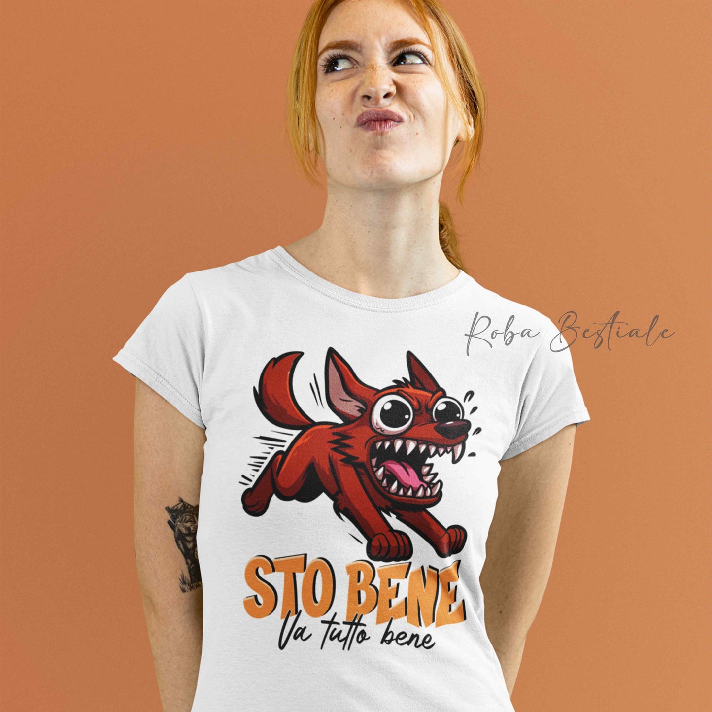 T-Shirt BONKERS - STO BENE - AUSTRALIAN KELPIE Rosso - Uomo o Donna - dalla XS alla 5XL