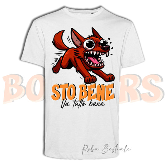 T-Shirt BONKERS - STO BENE - AUSTRALIAN KELPIE Rosso - Uomo o Donna - dalla XS alla 5XL