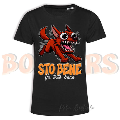T-Shirt BONKERS - STO BENE - AUSTRALIAN KELPIE Rosso - Uomo o Donna - dalla XS alla 5XL