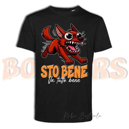 T-Shirt BONKERS - STO BENE - AUSTRALIAN KELPIE Rosso - Uomo o Donna - dalla XS alla 5XL