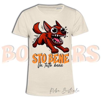 T-Shirt BONKERS - STO BENE - AUSTRALIAN KELPIE Rosso - Uomo o Donna - dalla XS alla 5XL