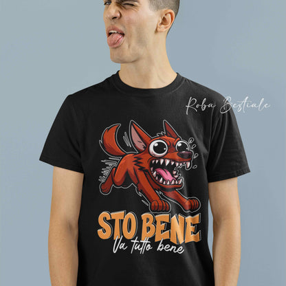 T-Shirt BONKERS - STO BENE - AUSTRALIAN KELPIE Rosso - Uomo o Donna - dalla XS alla 5XL