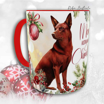 Tazza VINTAGE WINTER - AUSTRALIAN KELPIE Rosso - In Ceramica, con dettagli Rossi - 330 ml