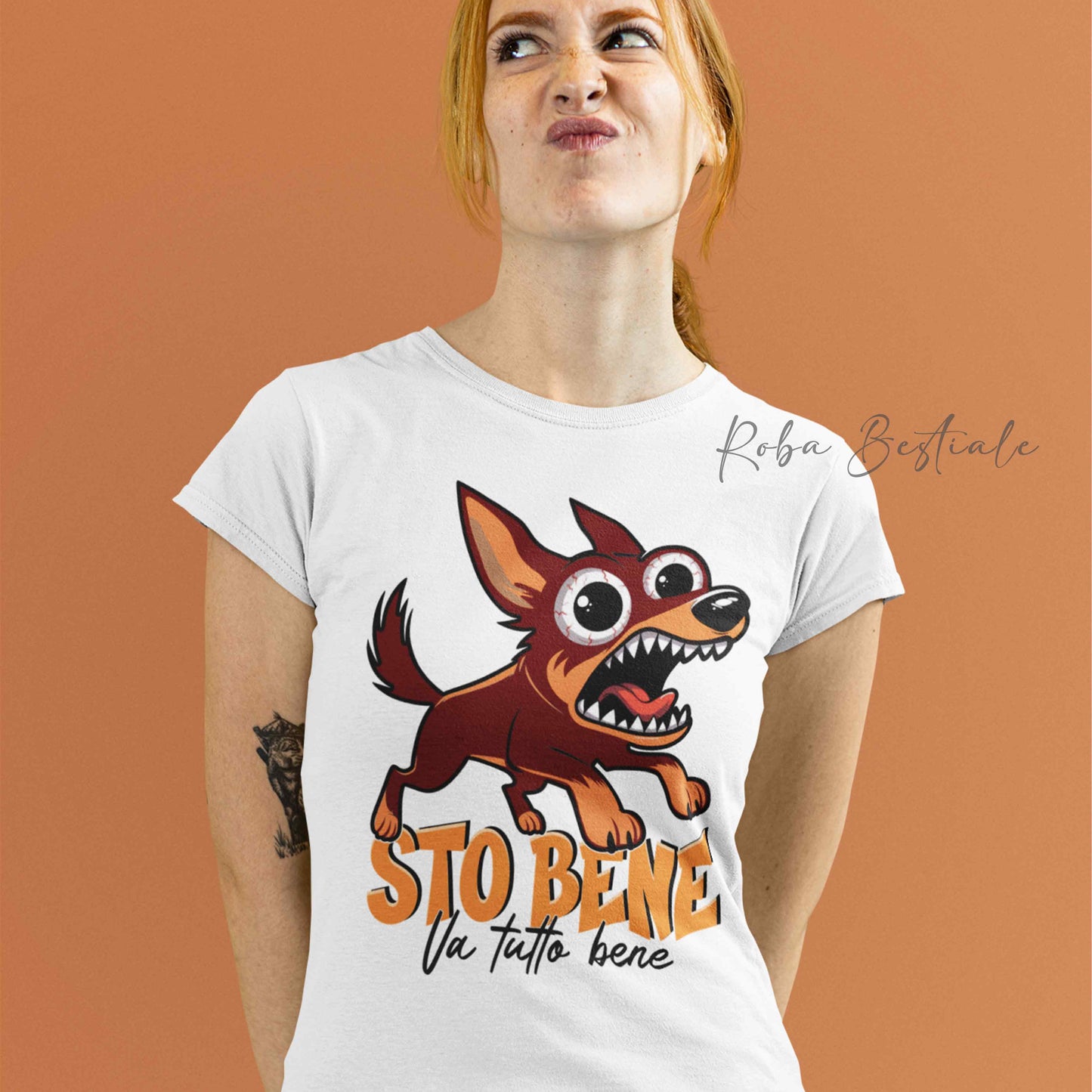 T-Shirt BONKERS - STO BENE - AUSTRALIAN KELPIE Rosso Focato - Uomo o Donna - dalla XS alla 5XL