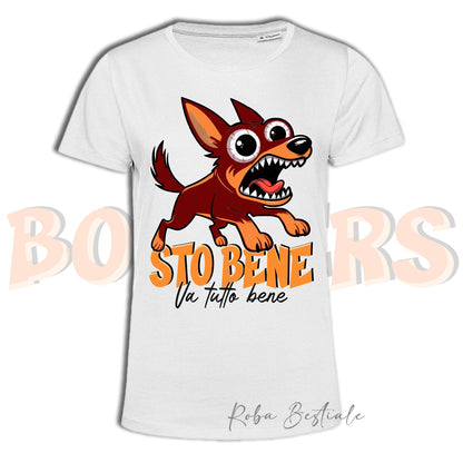 T-Shirt BONKERS - STO BENE - AUSTRALIAN KELPIE Rosso Focato - Uomo o Donna - dalla XS alla 5XL