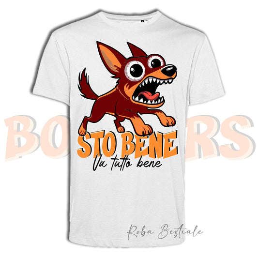 T-Shirt BONKERS - STO BENE - AUSTRALIAN KELPIE Rosso Focato - Uomo o Donna - dalla XS alla 5XL