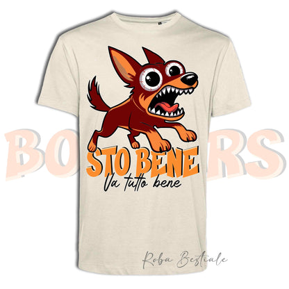 T-Shirt BONKERS - STO BENE - AUSTRALIAN KELPIE Rosso Focato - Uomo o Donna - dalla XS alla 5XL