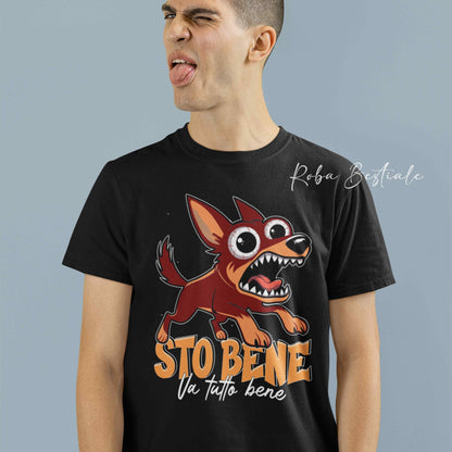 T-Shirt BONKERS - STO BENE - AUSTRALIAN KELPIE Rosso Focato - Uomo o Donna - dalla XS alla 5XL